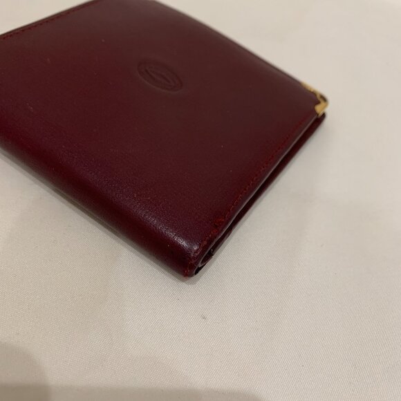 Cartier Red Leather Coin Case/Wallett Sku#84375  (Gently Used, wear) - Picture 6 of 12